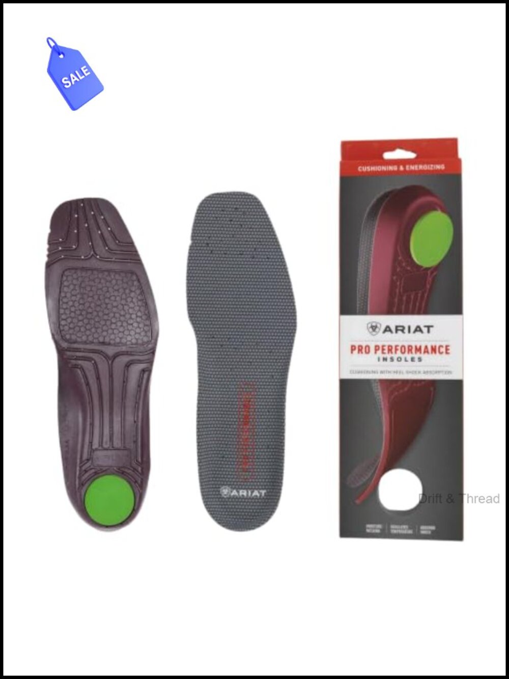 Pro Performance Wide Square Toe Shoe Insoles Heel Shock Pad Women 6.5
